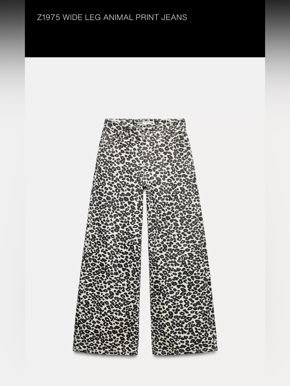 Zara Black & White Wide Leg Leopard Print Pants - Picture 3 of 3